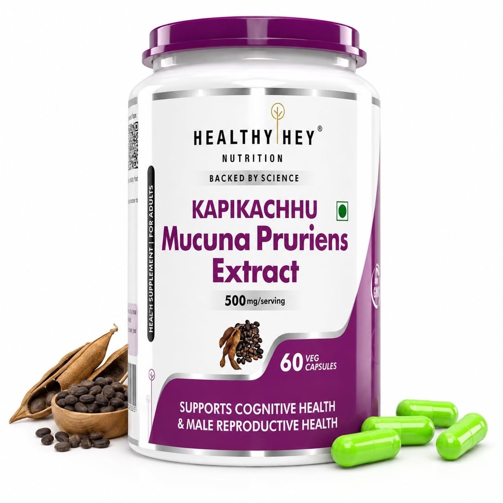 HealthyHey Nutrition Mucuna Pruriens Extract - For Mood and Motivation Support (60 Veg. Capsules)
