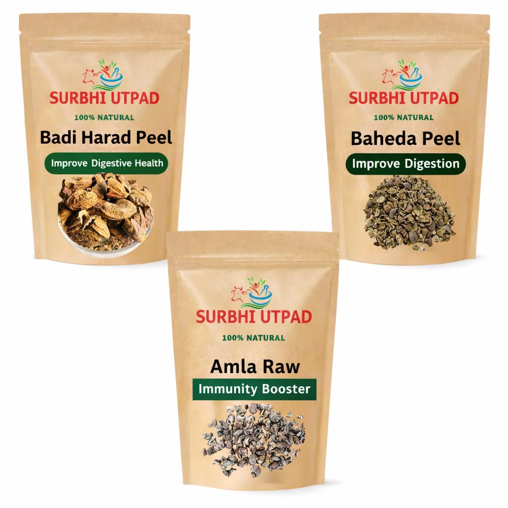 Triphala Raw 300 grams (Ratio 1:1:1) Whole - Harad, Baheda, Amla | 100% Pure and Natural, No Preservatives