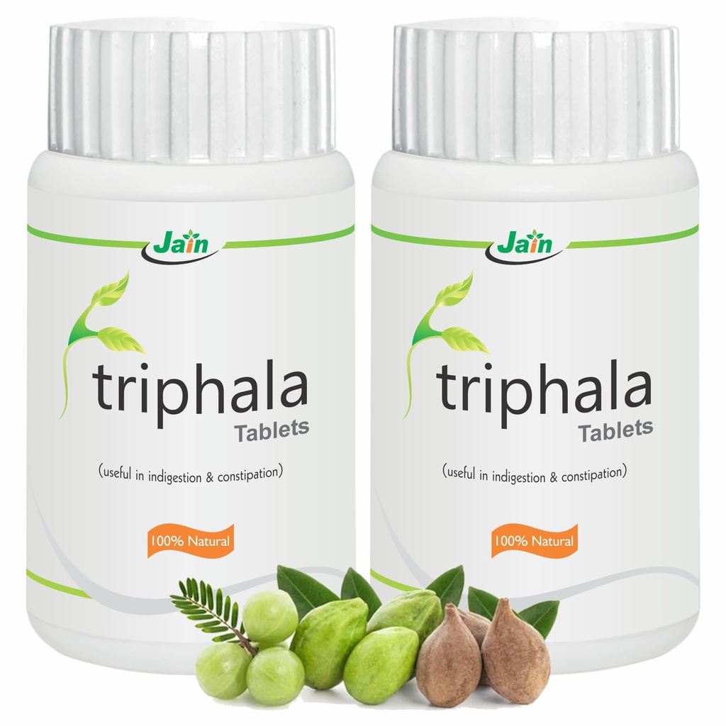 Jain Triphala Tablet– Herbal Digestive Support & Cleanse | Amla, Haritaki, Bibhitaki | Ayurvedic Formula -100 Tablets (Pack of 2)