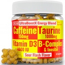 SHIZAM Taurine 1000mg Caféine 150mg Energy Gummies w D-3 B-12 B complexe Inositol, Gel Gels Vitamines Boissons Vitamines Capsules Boissons Shot Chews Pills Poudre Alt, Runners Suppléments