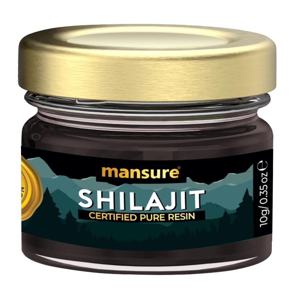 ManSure Shilajit/Shilajeet Resin 10g with No Fillers and 72.68% Fulvic Acid, Pure Shilajit, Performance Booster For Endurance and Stamina, 1 Pack (10g)