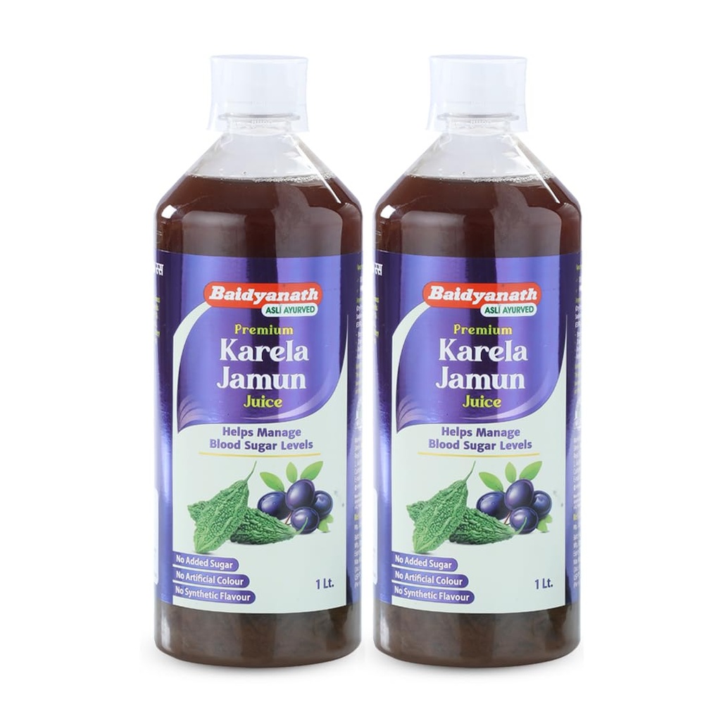Baidyanath Premium Karela Jamun Juice - 1L (Pack of 2) | Supports Healthy Blood Sugar Levels Naturally |