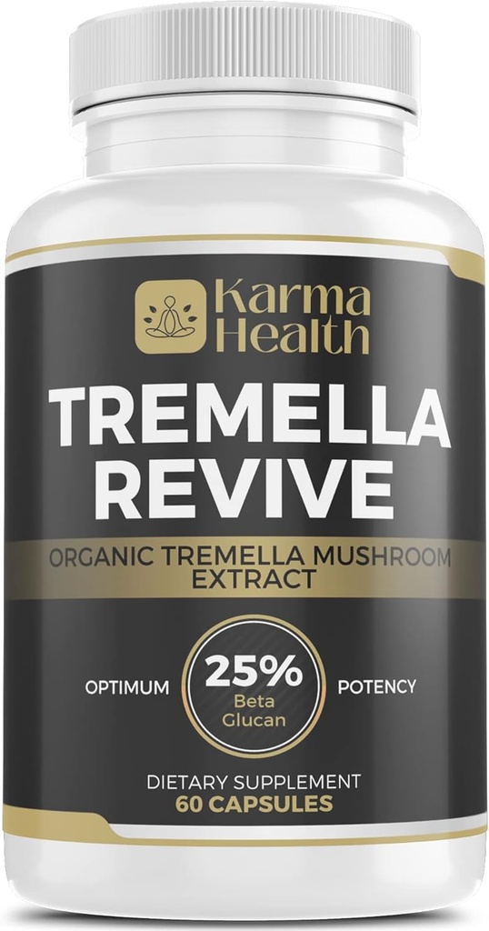 Tremella Mushroom Poudre Capsules - Supplément de poudre de champignons de neige blanc comprimé - 25% Beta Glucan Content, végétalien et sans OGM.