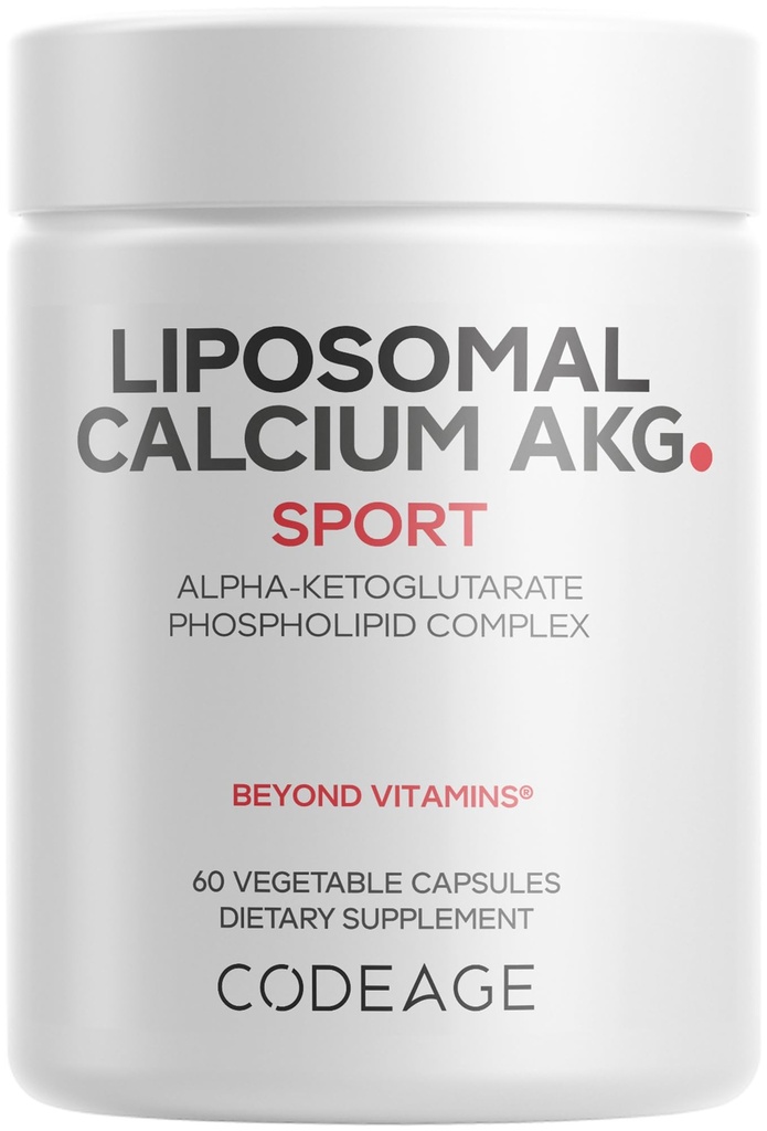 Codeage Supplément AKG au calcium liposomique - Calcium Alpha-Kétoglutarate - 2 mois d'approvisionnement - Livraison liposomique - 1 Capsule par portion - Non-OGM, sans gluten - 60 Capsules