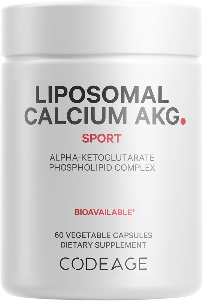 Codeage Supplément AKG au calcium liposomique - Calcium Alpha-Kétoglutarate - 2 mois d'approvisionnement - Livraison liposomique - 1 Capsule par portion - Non-OGM, sans gluten - 60 Capsules