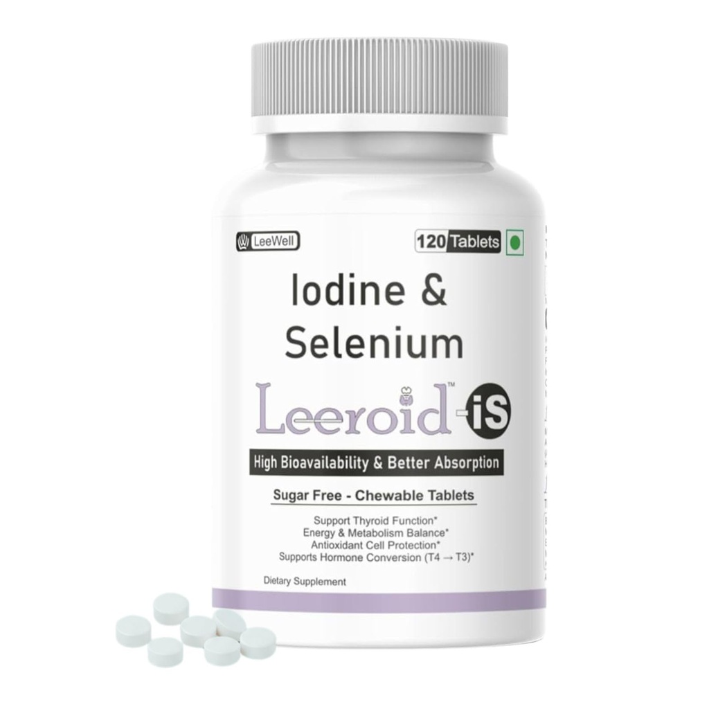 is (LeeWell) Chewable Iodine, Selenium Supplements | L selenomethionine, Potassium iodide | High Bioavailability, Support Thyroid Function & Energy -120 Sugar-Free Tablets