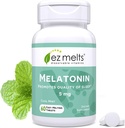 EZ Melts dissolvable Melatonine, 5 mg, sans sucre, 2 mois d'approvisionnement, aromatisé à la menthe fraîche - 1 emballage