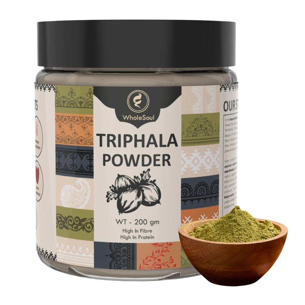 WholeSoul Triphala Powder | 100% Pure & Natural | Ayurvedic Herbal Blend of Amla Haritaki Bibhitaki | Supports Digestion Gut Wellness & Detox | No Additives Preservatives (200 gm (Pack of 1)
