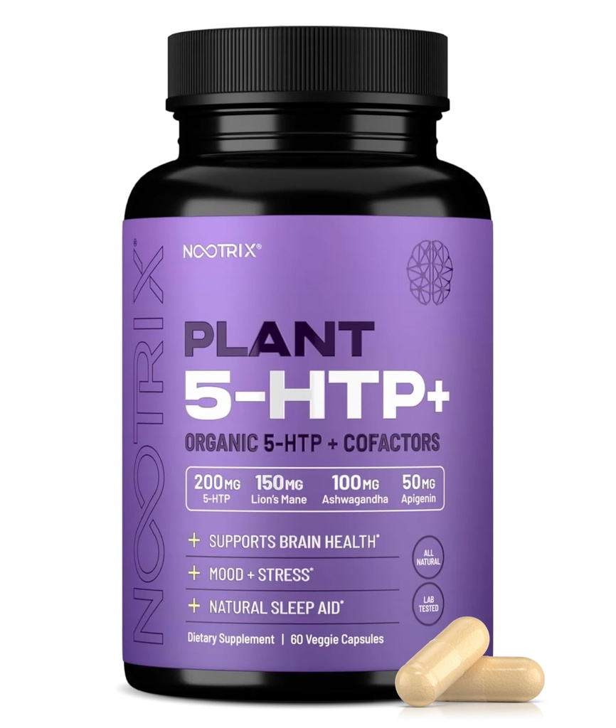 Nootrix Organic Plant 5 HTP+ Le supplément soutient la mémoire, la concentration mentale, la santé cognitive et l'énergie.