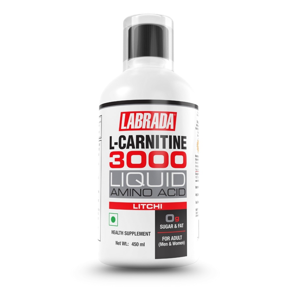 Labrada L-Carnitine 450ml | 3000mg Liquid Amino Acid with 0g Sugar - 30 Servings (450ml) (450 ml, Litchi)