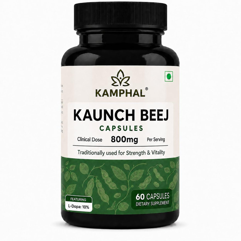 Kaunch Beej Capsules 800mg | Velvet Beans Powder | Mucuna Pruriens | Ayurvedic Support for Strength, Stamina & Reproductive Health | 60 Veg Capsules