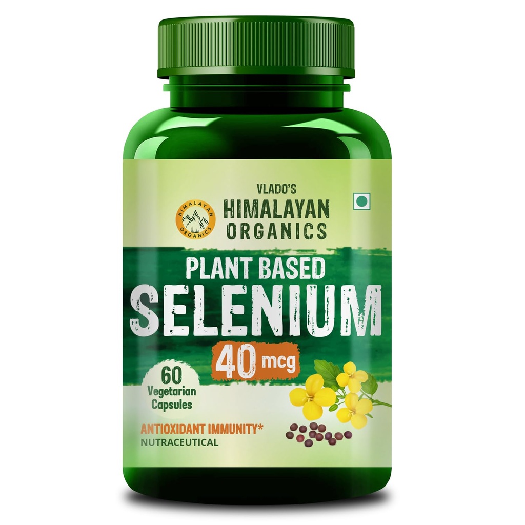 Vlado’s Himalayan Organics Plant Based Selenium 40mcg - 60 veg Capsules | Supplements for Immune System, Supports Healthy Blood Pressure, Thyroid Health & Improves Cholesterol Levels | Promote Heart Health And Cardiovascular System
