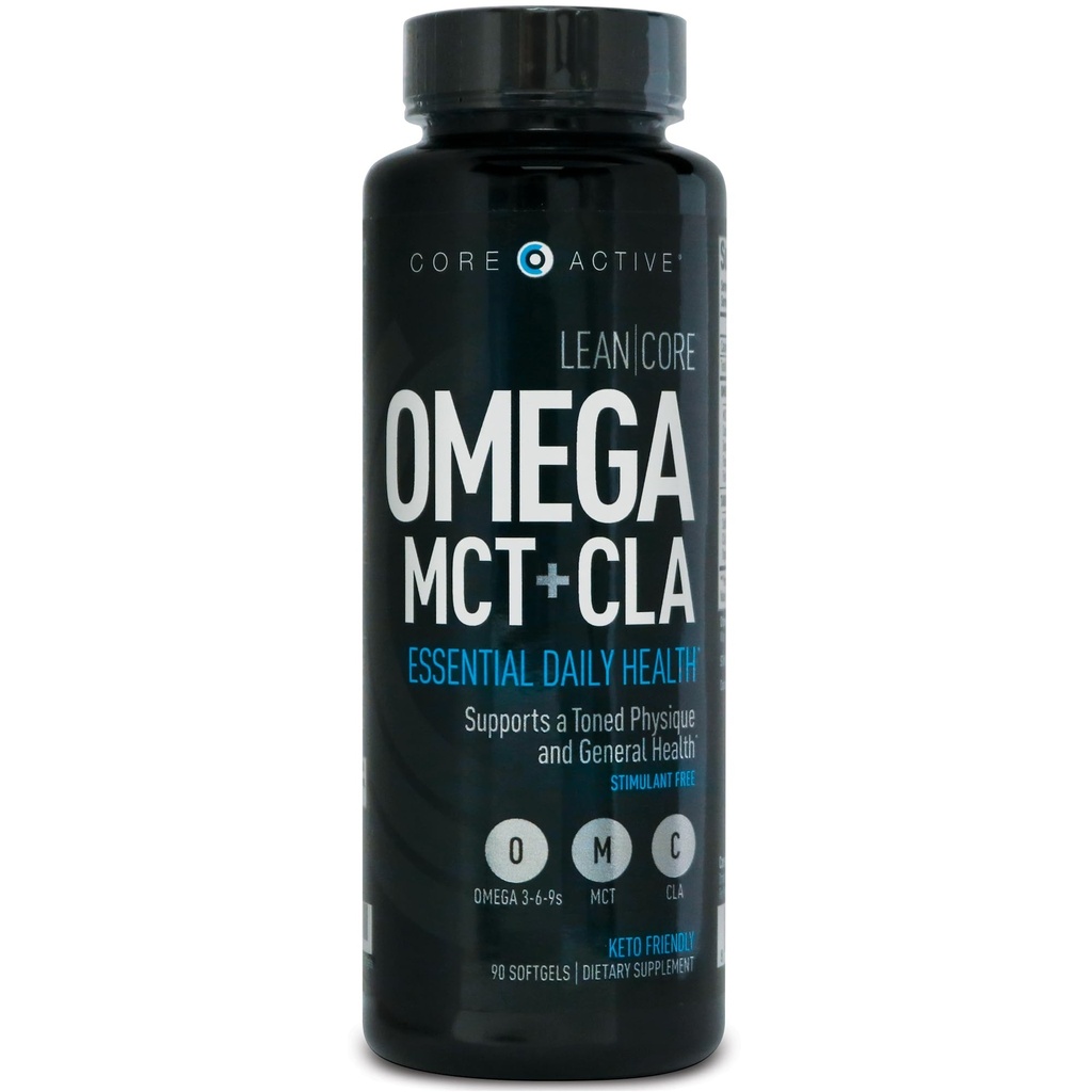 (CORE)ACTIVE Lean Omega MCT + CLA - Stimulant Free Health Formula, Lean Muscle & Toned Physique, Omega 3-6-9 Fatty Acids - Flaxseed Fish Oil- Coconut Oil- Keto Friendly 30 Day Supply (90 Softgels)