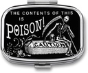 Metal 2 Compartiment Pill Organizer Travel Friendly Portable Compact Pill Box Cute Pill Case pour tenir les vitamines, huile de poisson, suppléments, médicaments, tablette pour la purée, poche. (Black Scythe)