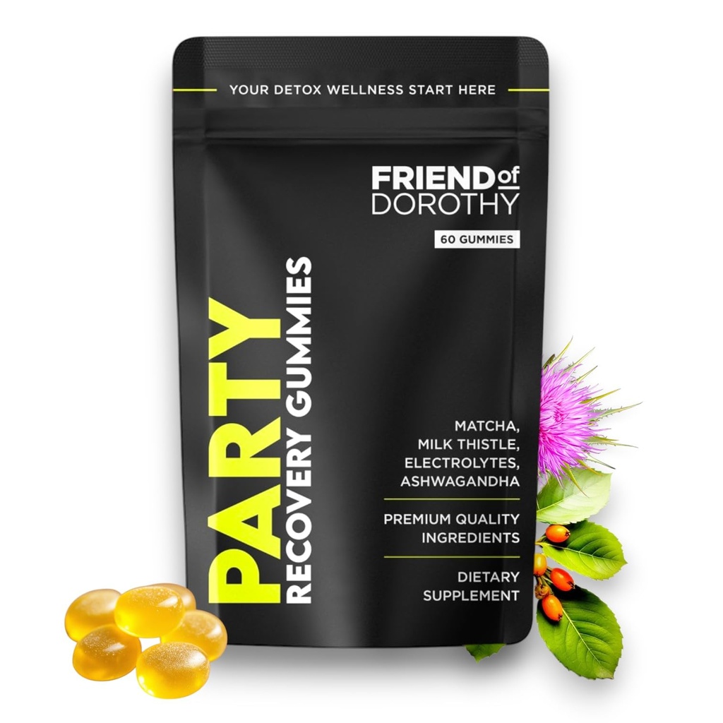 Party Recovery Gummies – Détox, Hydratation et stimuler l'énergie avec électrolytes et Matcha – Réduire le brouillard cérébral et l'humeur de soutien – 60 Gummies par paquet