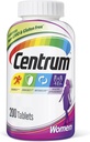 Comprimé multivitamine centrum pour femmes, supplément multivitamine/multiminérale avec fer, vitamines D3, B et antioxydants - 200 Compte