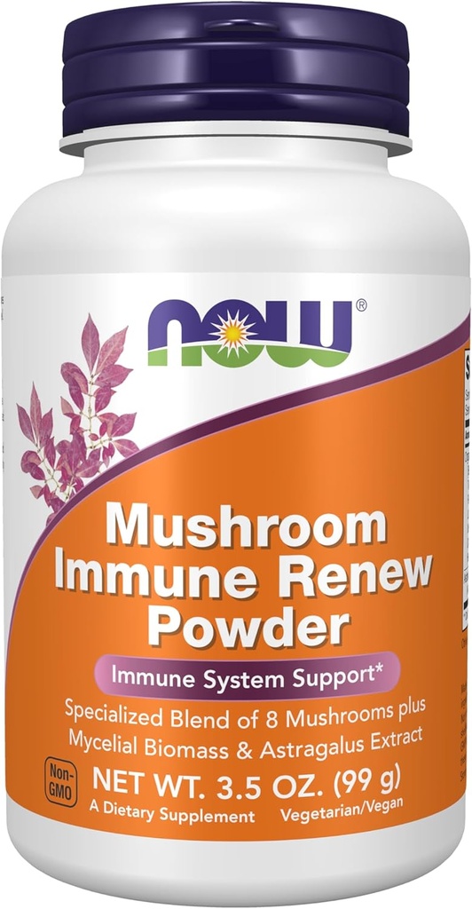 MAINTENANT Compléments alimentaires, Renouveau de l'Immune des champignons avec extrait de racine d'Astragalus, support du système d'Immune*, 3.5-Ounce