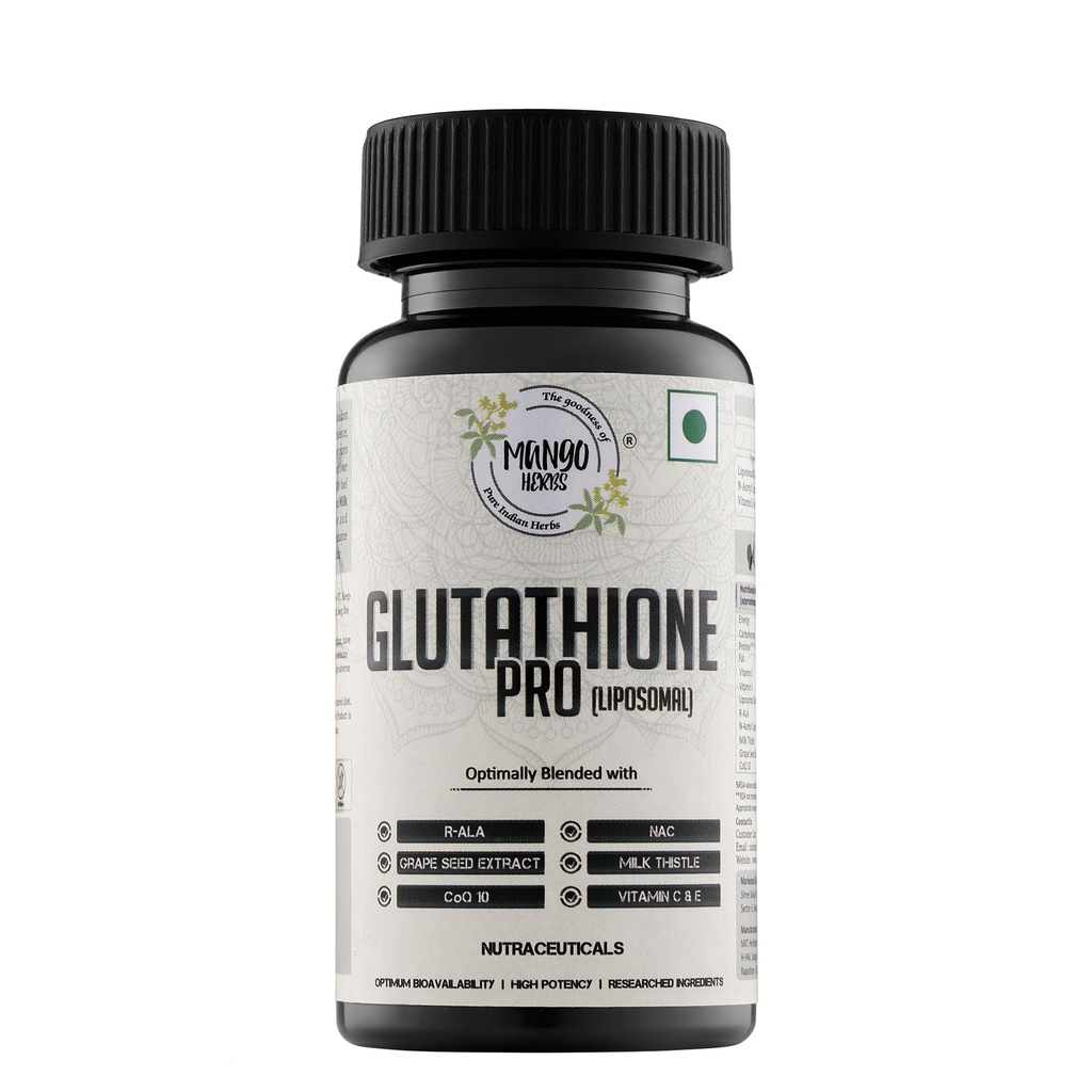 Glutathione Pro | 99% Liposomal Glutathione (LipoDuo), NAC, R-ALA, CoQ10, Grape Seed, Milk Thistle | Skin Brightening & Liver Detox | 60 Veg Capsules