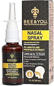 BEE and You Propolis Nasal Spray, 100% pur extrait de propolis, Sinus & Relief de congestion, Dégonflement naturel, support allergique, Nasal hydratant Spray