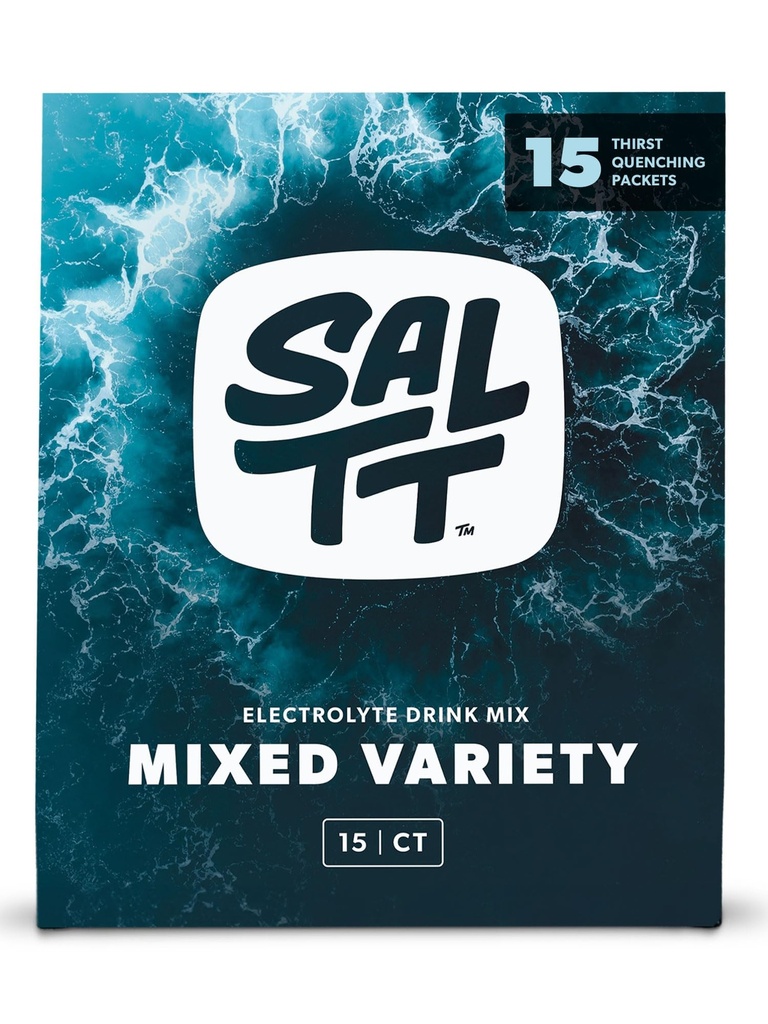 SALTT Electrolytes Powder Packets, All Things Mixed Variety Pack (15 Packets) - Magnésium, Potassium, Sodium, Trace Minerals - Vegan & Gluten Free - Voyage Essentials - Fabriqué aux États-Unis