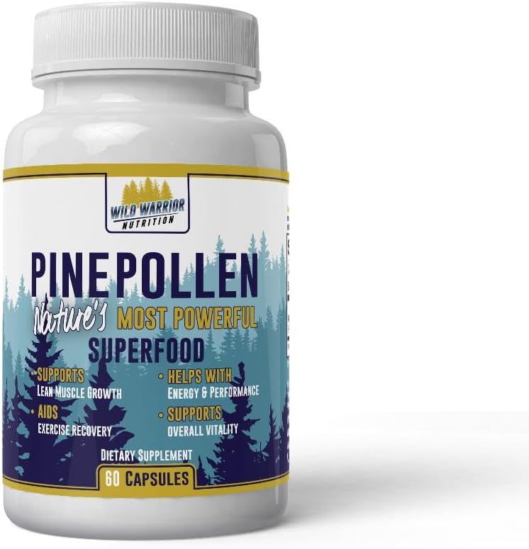 Daily Health Pine Pollen 600mg Vegan Gluten Free Non GMO Natural Superfood Vitamins Minerals Dietary Supplement 60 Capsules - 1 Month Supply