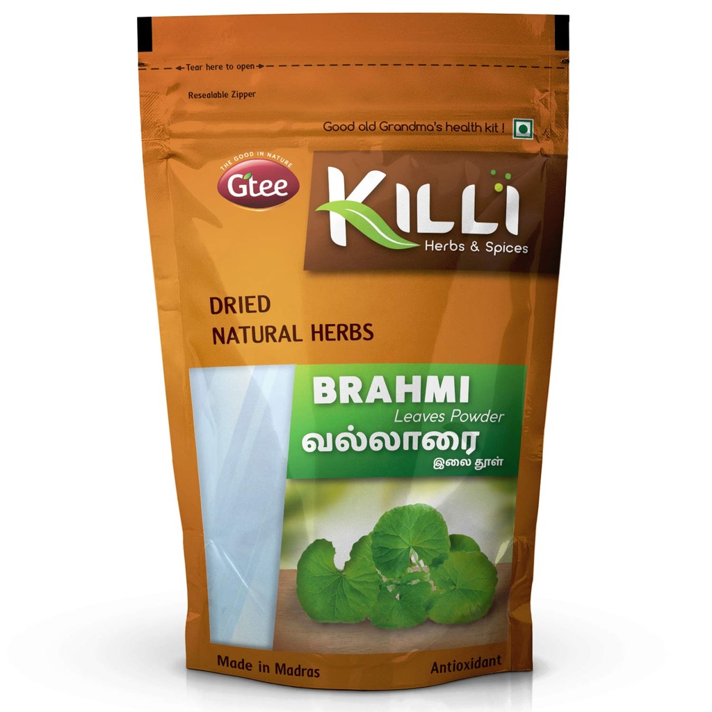 KILLI Brahmi | Vallarai | Centella asiatica | Gotu Kola Leaves Powder, 100g