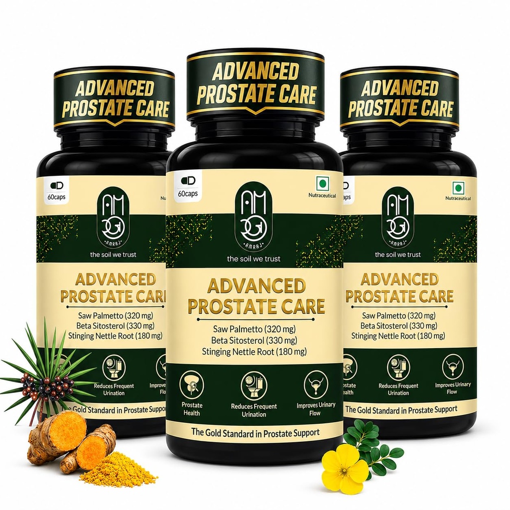 Advanced Prostate Care Natural Prostate Support Supplement with Saw Palmetto, Beta Sitosterol, Nettle Root, Gokshura, Chandraprabha Vati, Lycopene & Pumpkin Seed, 3 Month Plan, 180 Capsules