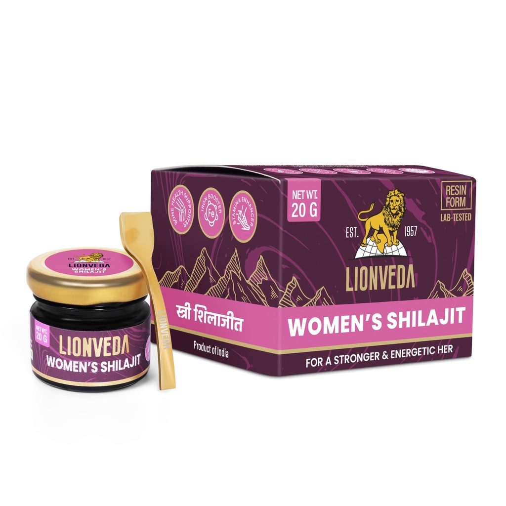 Women's Shilajit For Weight Loss, Energy, Skin, Joint Pains, Overall Health & Stamina | Himalayan Pure Shilajit For Women | Resin/Shilajeet (20g, 40 Servings) | With Spoon & Lab Certificate