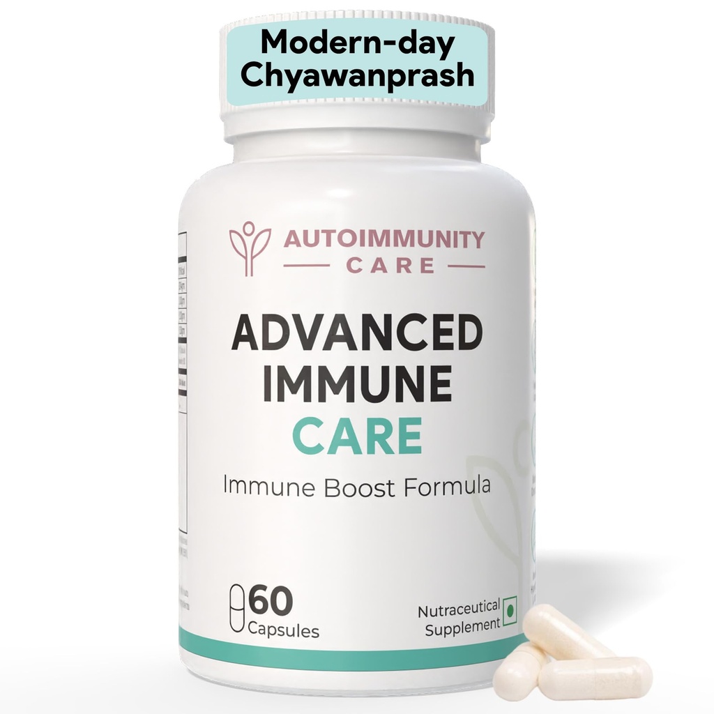 Autoimmunity Care Advanced Immune Care | 11-in-1 Immunity Booster with Vitamin C, D, E, Zinc, Selenium, Elderberry, Ginger, Bee Propolis & S. Boulardii | Antioxidant & Immunity Booster for Men & Women | 60 caps & doses