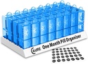 31 Jour Pill Organizer AM/PM – Pill Box mensuel pour les médicaments, vitamines et suppléments – un mois 2 fois par jour Pill Case, 4 semaines Daily Pill Organizer, bleu