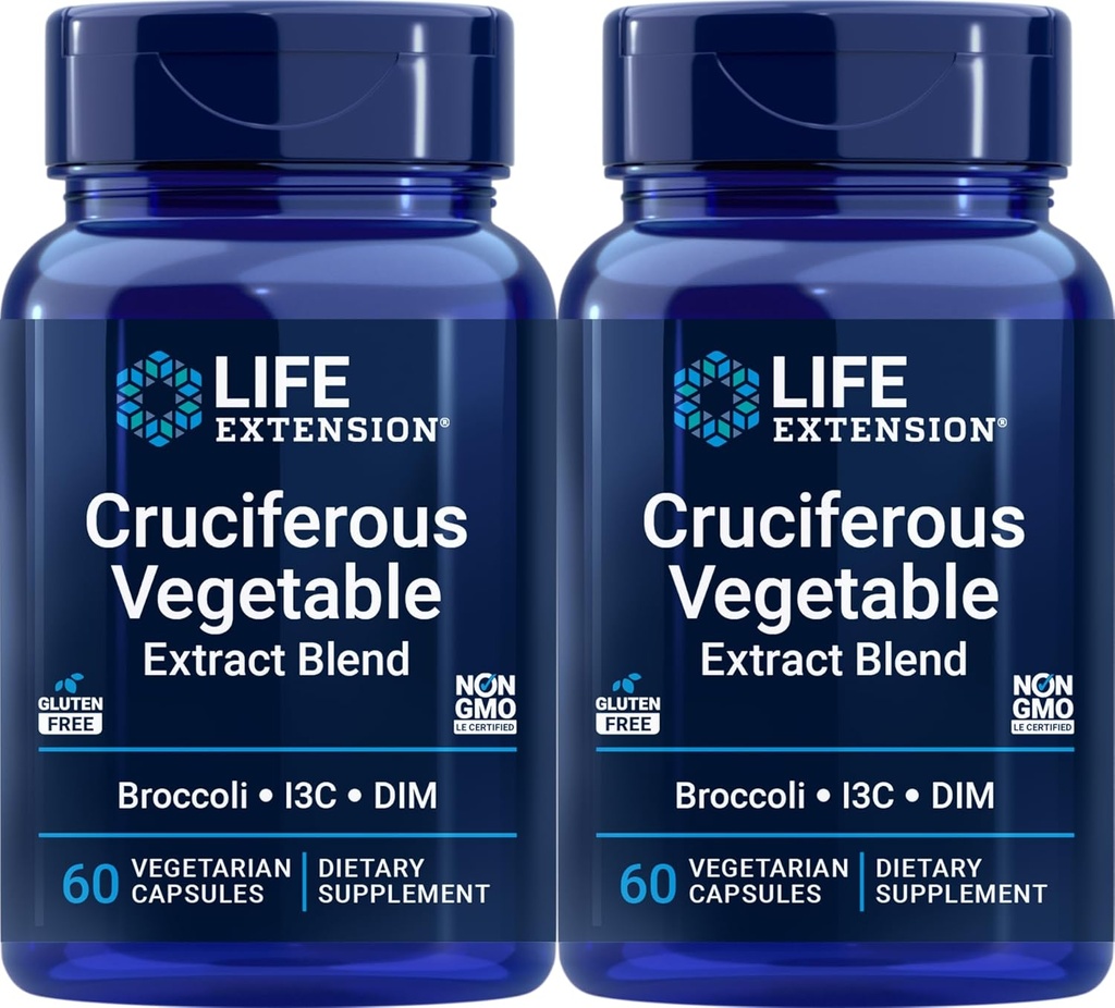 Life Extension Triple Action Cruciferous Vegetable Extract, 60 Vegetarian Capsules (Pack of 2)