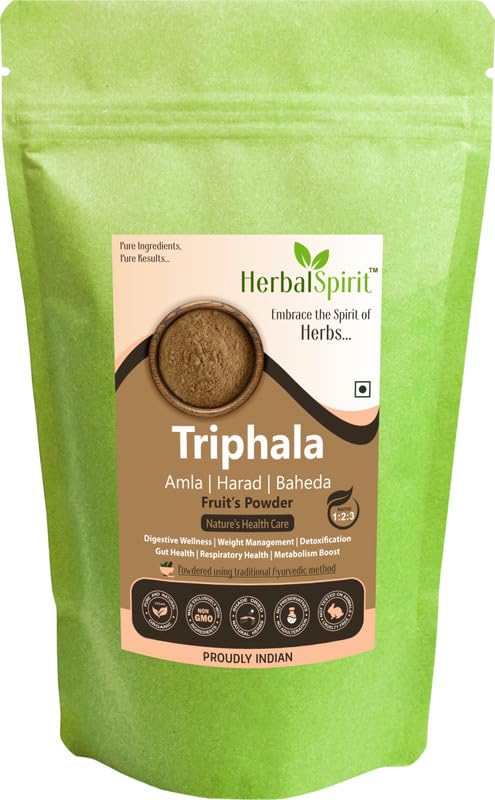 Herbal Spirit Triphala 3 2 1 Ratio Powder, 250gm | Triphala Churna Powder 1 2 3 Ratio | Triphala Powder 1 2 3 Ratio | 3 2 1 Triphala | 123 Ratio Triphala | Triphala 1 2 3 Ratio | Triphala Churna |