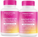 Pink Stork Magnésium Glycinate avec vitamine D - Supplément de magnésium pour les femmes pour soutenir le calme naturel - 2 Pack