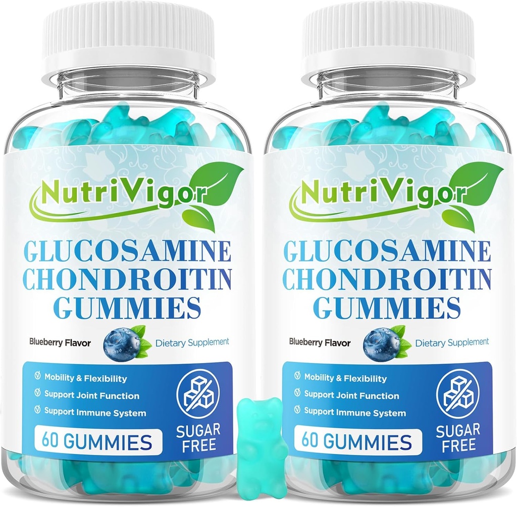 Glucosamine Chondroïtine Gummies, Supplément de soutien conjoint extra-fort avec MSM & Elderberry, Supplément de soutien conjoint pour adultes, hommes et femmes, Blueberry Flavor, 120 comte