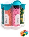Extra Large Pill Organizer Daily, Weekly, Monthly Supplement Bouteille, Distributeur de pilules Mignon Blossom avec 7 Compartiments XL, Boîte à pilules facile à ouvrir pour les vitamines, Médicaments, Etiquettes inclus (Teal)