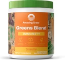 Immunité incroyable de la superalimentation verte de l'herbe: Super Greens poudre avec vitamine C, Cordyceps, poudre de racine de betterave et champignons Reishi, Tangerine, 30 portions