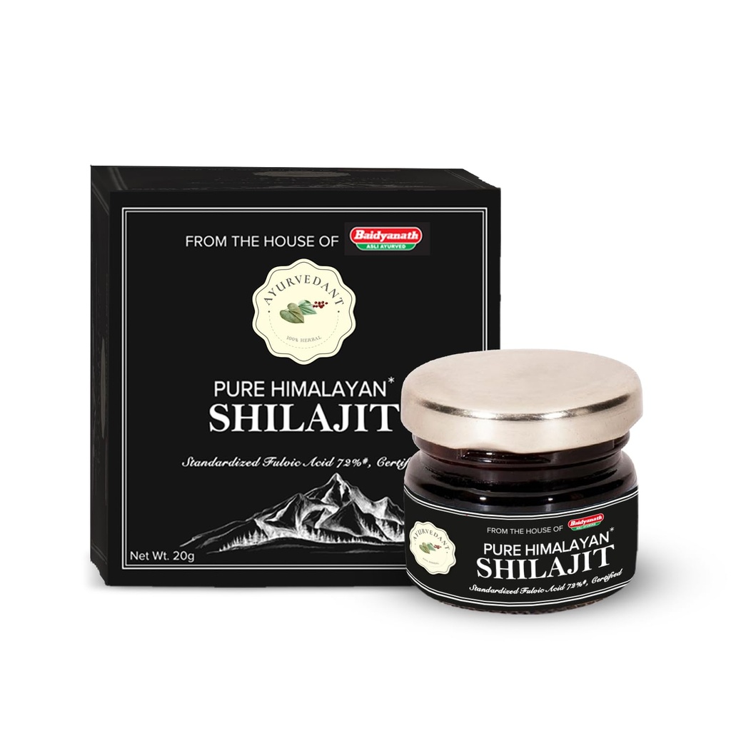 Baidyanath Ayurvedant Pure Himalayan Shilajit Resin, 20 g | Standardized Fulvic Acid NLT 72% | Premium Quality Ayurvedic Shilajit