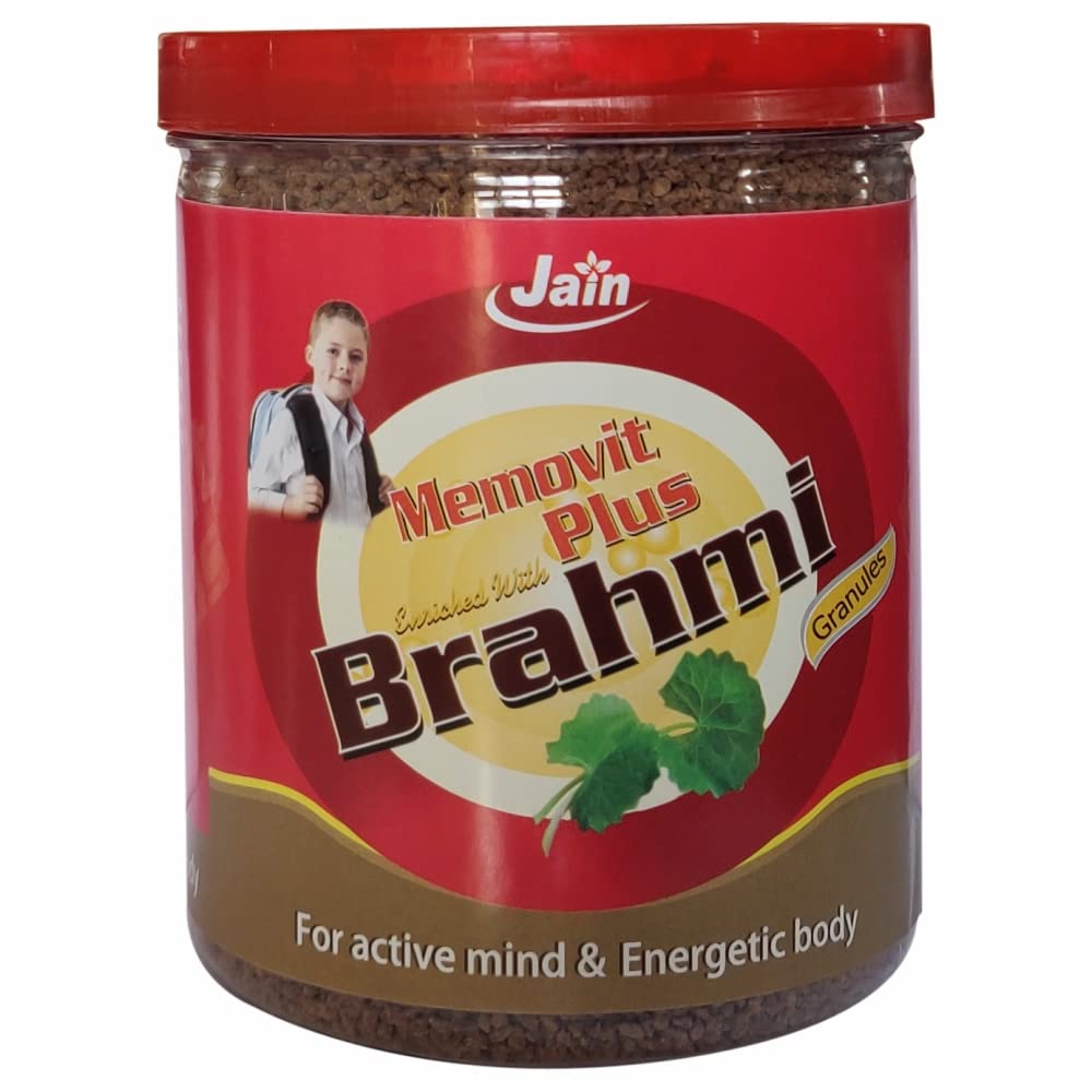 Jain Memovit Plus Brahmi Granules 500g (Chocolate) Ayurvedic Brain Support Supplement | Memory, Focus & Concentration | Reduces Mental Fatigue & Stress | Nervine & Adaptogenic Herbal Formula