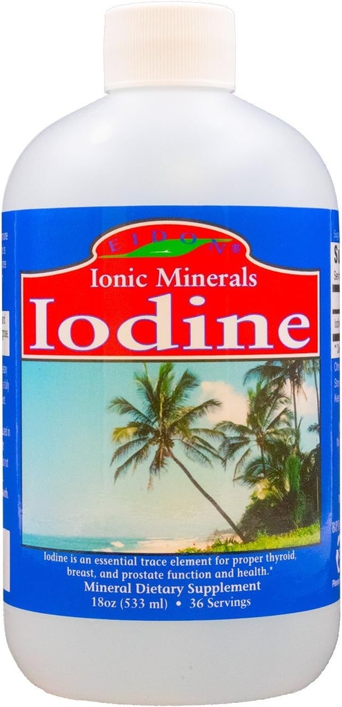 Eidon Ionic Minerals Potassium Iodide Supplement - Liquid Iodine Drops, Supports Energy Levels and Thyroid Health, Bioavailable, No Additives or Preservatives - Potassium Iodide Drops, 18 oz