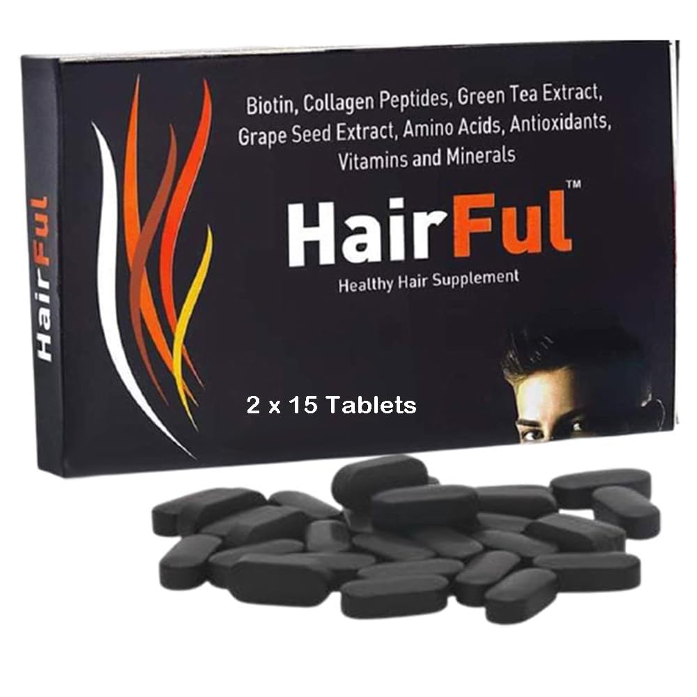 HairFul Tablets for Biotin Hair Fall Tablet | Collagen Peptides | Green Tea Extract | Grape Seed Extract | Amino Acids | Antioxidants | Vitamins and Minerals Tablets for Women and Men (Pack of 3 X 15) 45 Tablets