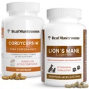 Véritables champignons Cordyceps pour les humains (120ct) et Lions Manille pour les animaux (120ct) - Bundle pour l'énergie, la vitalité et la cognition - Vegan, non-OGM, sans gluten, sans céréales Extraits de champignons