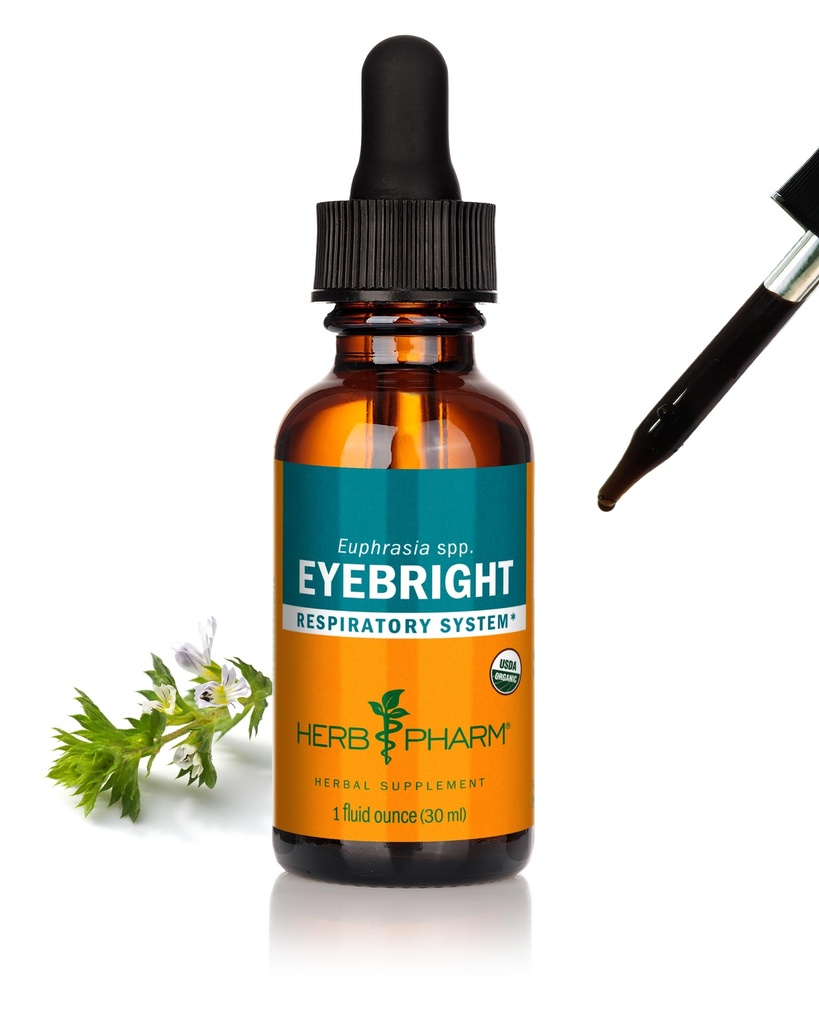 Herb Pharm Certified Organic Eyebright Liquid Extract for Respiration System Support - 1 Ounce, clair