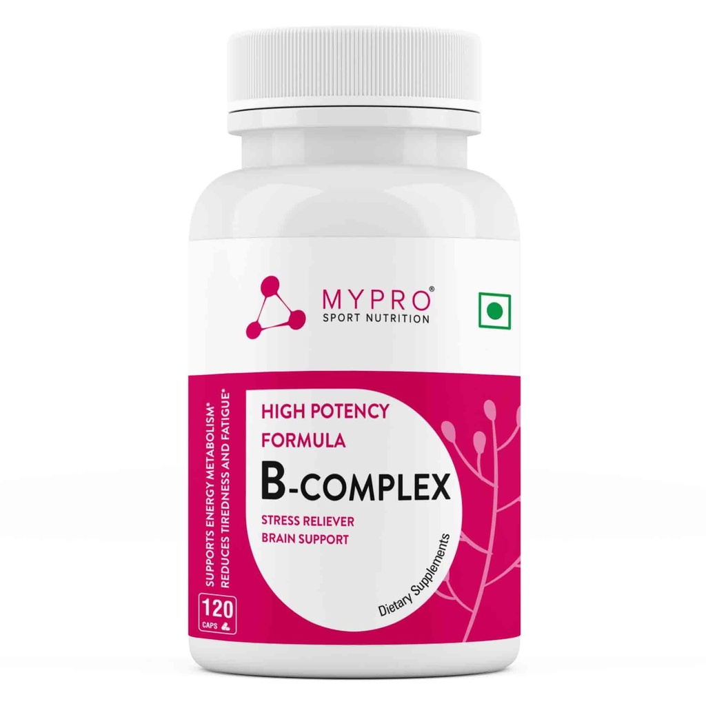 Mypro Sport Nutrition Vitamin B Complex, High Potency Formula Vitamins Heart Health-Nervous System Support-Supports Energy Metabolism-Vegan, Gluten-Free-120 Capsule For Men & Women