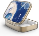 Pill Case Pill Box with Mirror Retro 2 Compartiment Petite Pill Case for Purse or Pocket Bronze Rectangulaire Pill Box or Vitamines, Huile de poisson, Suppléments, Pill Containe Travel Gifts (Marble Paint)