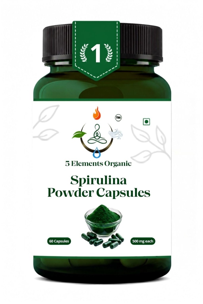 Spirulina Capsules 500mg | 60 Veg Capsules | High Protein, Iron & Antioxidant Superfood | Plant-Based | Gluten Free & Non-GMO Pack of 1