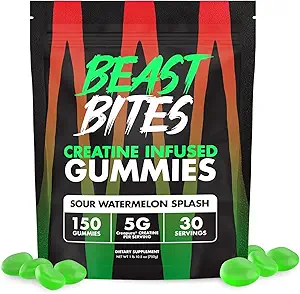 BITES DE BEST - Gommies infusées de créatine - 5g Creapure Creatine Monohydrate par portion - NSF certifié pour le sport - 30 portions