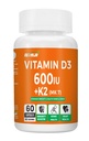 NutriJa Vitamin D3 600IU + K2 55mcg as MK7 Supplement 60 capsules - Stronger Immunity, Supports Bones, Joints & Heart Health