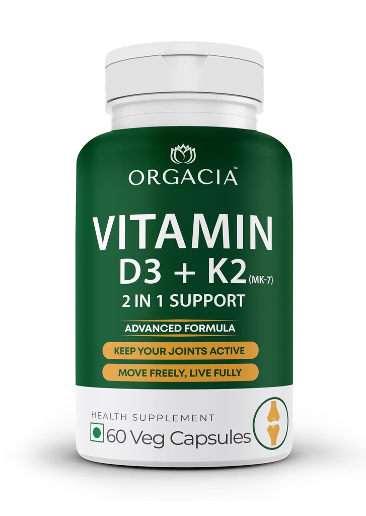Vitamin D3 + K2 (MK-7) Supplement | Supports Bone, Heart & Immune Health | 600 IU Plant-Based Lichen Vitamin D3 + K2 | 100% Veg for Men & Women – 60 Capsules