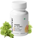 Vitamin D3 600 IU + K2 MK7 Capsules | Veg D3 from Lichen | Bone Health, Calcium Absorption & Heart Wellness | Immune & Muscle Support | 60 Veg Capsules