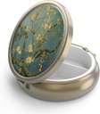 Pill Case Pill Box with Mirror Retro 3 Compartiment Petite Pill Case for Purse or Pocket Bronze Petite Pill Box or Vitamines, Huile de poisson, Suppléments, Pill Containe Travel Gifts( Vangogh Art)